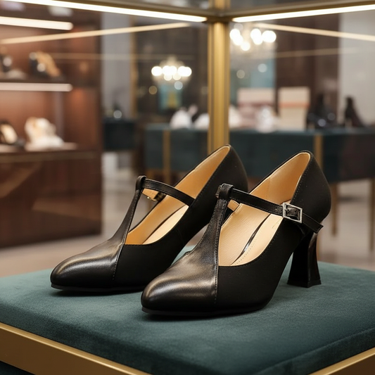 Escarpins Élégants avec Bride de Cheville et Couverture Imitation Cuir